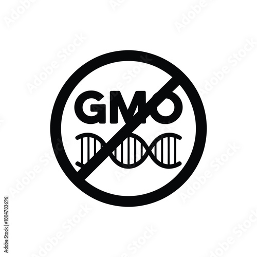 No gmo symbol with dna strand inside crossed out