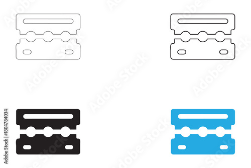 razor blade for shaving vector icon, razor blade icon vector, silhouette and line art