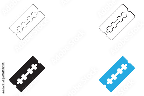 razor blade for shaving vector icon, razor blade icon vector, silhouette and line art