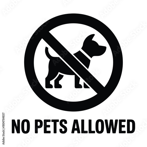 No pets allowed sign with dog silhouette