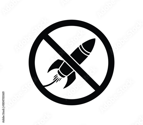 No rocket launch allowed prohibition symbol