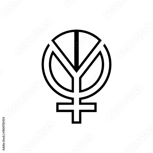 Minimalist design showing a stylized female symbol on transparent background