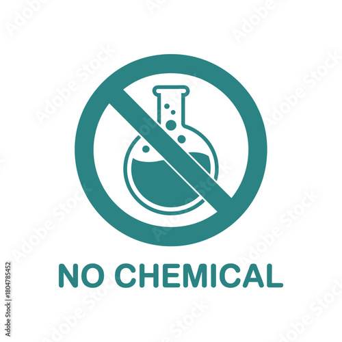 No chemical symbol with laboratory flask and diagonal line