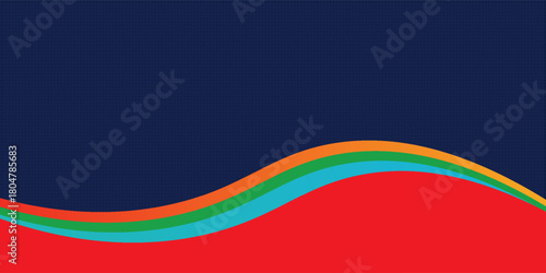 Dark blue background with colorful wave flow gradient element for sport football basketball volleyball rugby golf world europe asia tournament