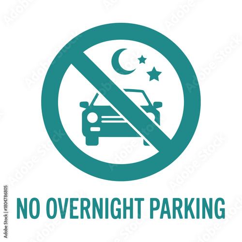 No overnight parking sign with moon and stars