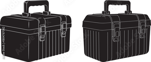 Two black rolling toolboxes silhouette