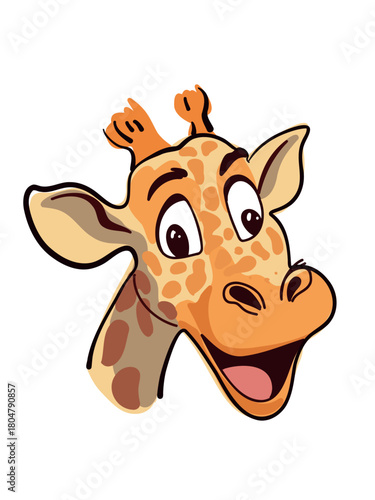 happy giraffe portrait with bright expressive eyes and smiling face