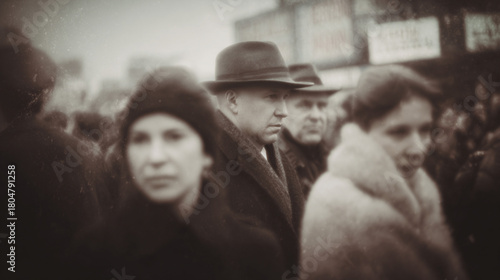 Vintage photo of old people on the street