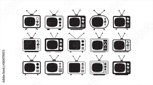 Classic TV illustrations featuring vintage screens and antenna designs
