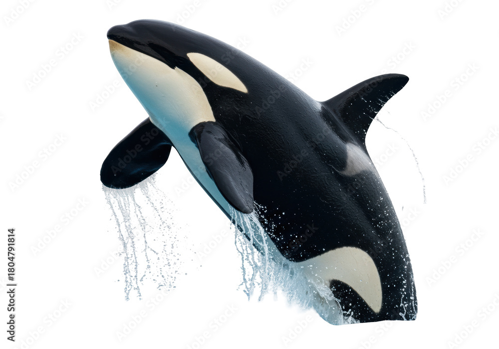 Ταπετσαρία Isolated orca jumping out of the water, black and white mammal, sea predator, ki