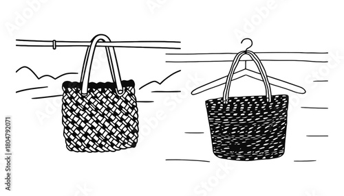 Shop for woven bag online handmade tote bag basket illustration
