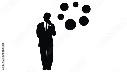 Businessman calling silhouette with loading icon vector image