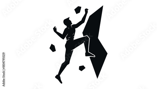 Rock climbing silhouette vector illustration stock graphic