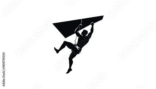 Silhouette of rock climber vector illustration for design