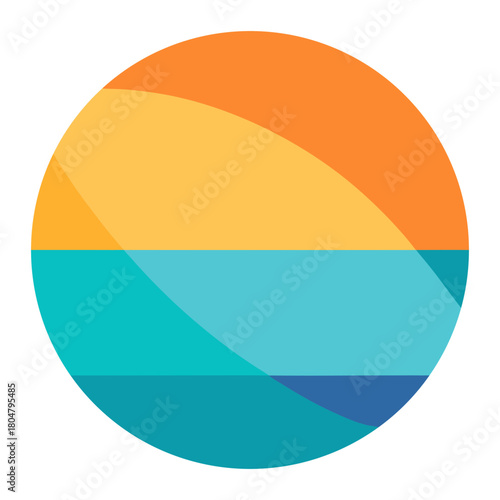 Abstract circular design with warm and cool color bands
