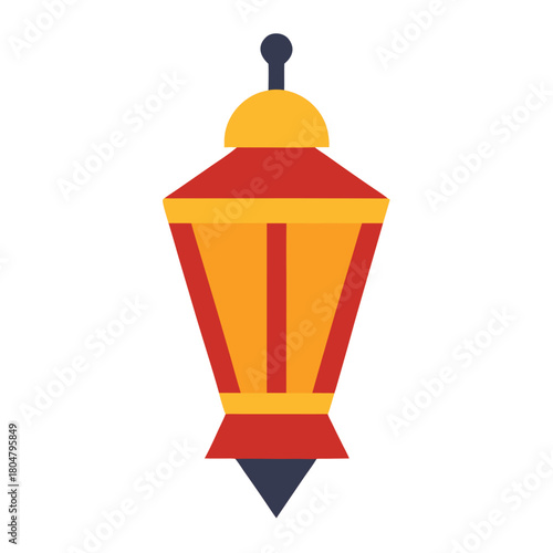 Traditional islamic lantern with red and yellow colors