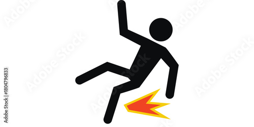Silhouette Man Slipping and Falling With Impact Burst For Accident Safety Illustration