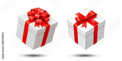 gift box with red ribbon isolated on white