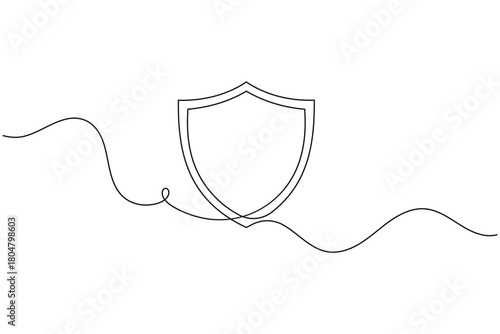 Single line shield symbol for privacy and cybersecurity