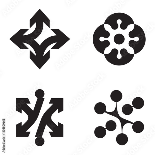 Abstract differentiation strategy symbols set for business concepts and innovation silhouette