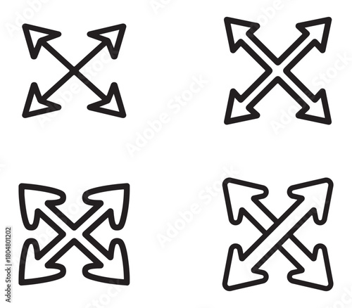 Opportunity cost two arrow logo design with outline set and silhouette elements