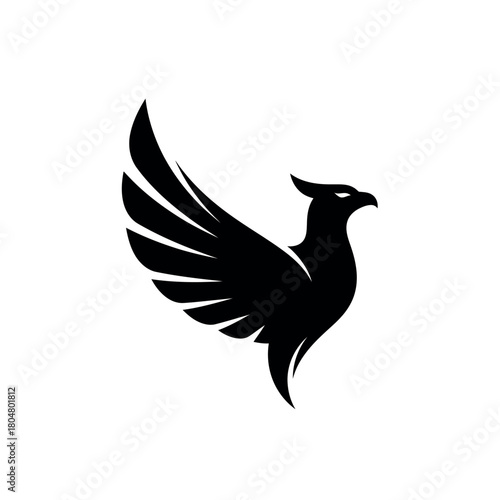 Elegant Phoenix Bird Silhouette Logo Icon.