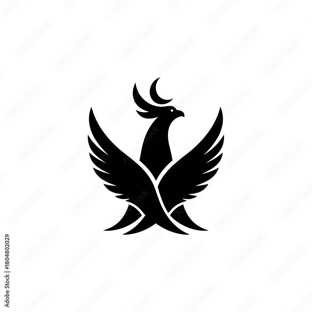 Obraz premium Phoenix Bird with Crescent Moon Symbol.