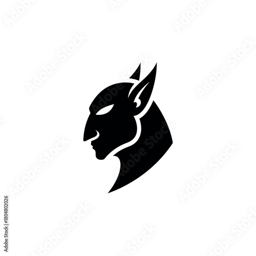 Silhouette of a Devilish Creature with Sharp Features.