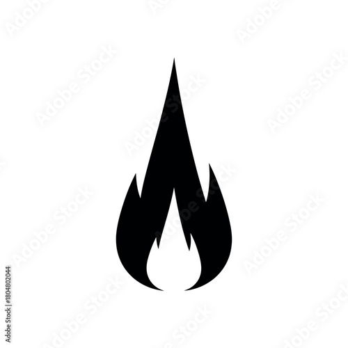 Simple Black Flame Icon.