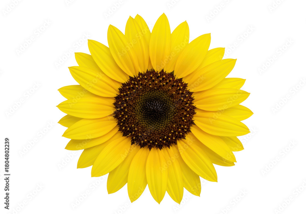 Fototapeta premium Isolated yellow sunflower on a neutral surface, beautiful summer bloom for cheerful design work