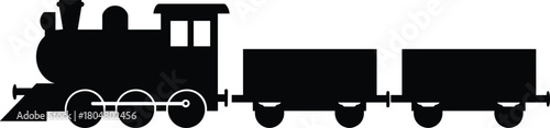 Train, silhouette, locomotive, boxcar, steam, classic, black, white, transport, railway, cargo, wheels, engine, vintage, graphic, icon, rail, vehicle, freight, transportation