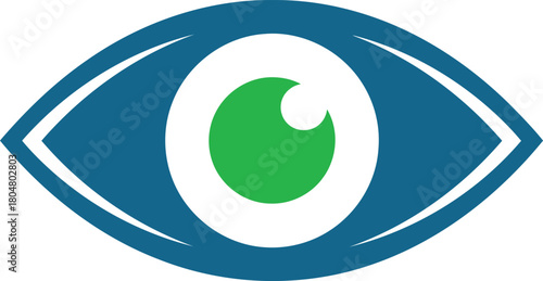 Abstract Blue Eye with Green Iris Symbolizing Vision and Insight for Healthcare and Technology Companies and Marketing Purposes