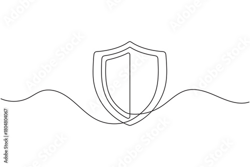 One line drawing of shield symbol for privacy guard and cybersecurity design