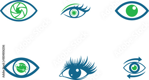 Creative Eye Logo Collection Vision and Perception Concept Set of Six Unique Eye Designs Expressing Various Themes and Applications