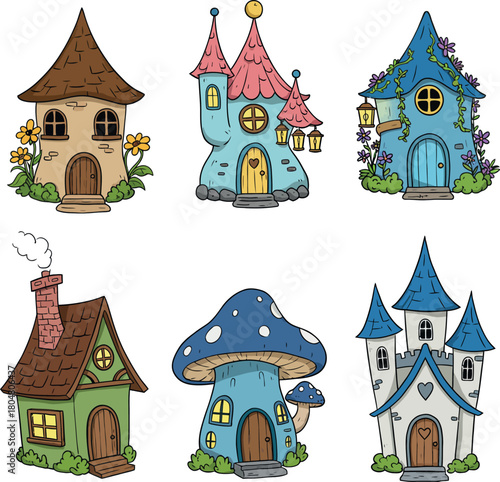 Collection of whimsical fairytale fantasy houses