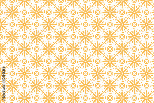 Golden Geometric Seamless Pattern With Floral Rosettes For Luxury Backgrounds And Decorative Ornament Texture