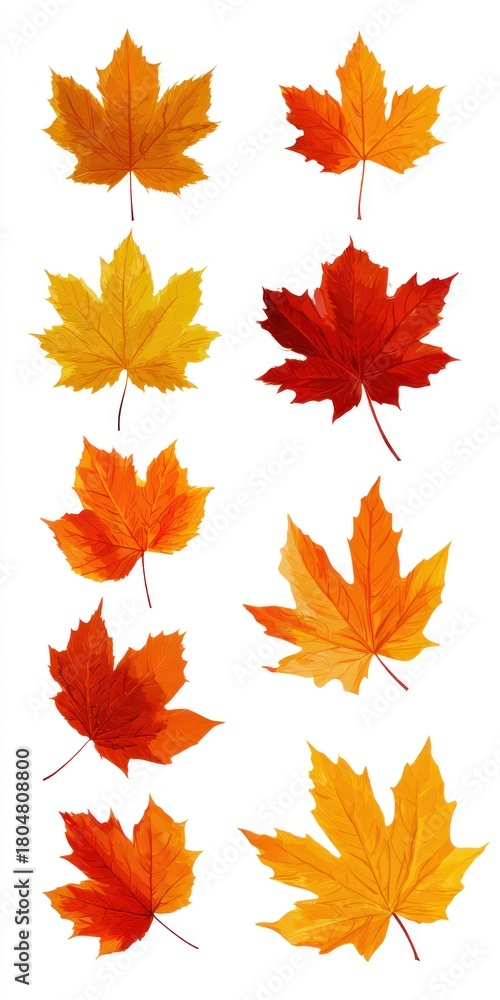 Fototapeta premium Colorful Maple Leaves in Various Shades of Autumn Hue