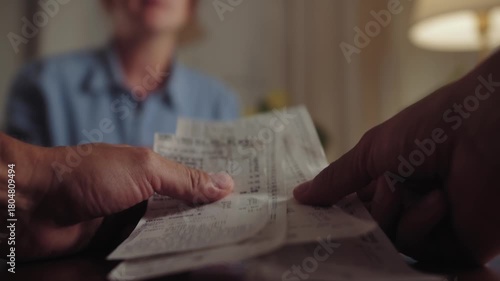 Depressed young couple arguing while checking their financial debt. Family frustrated with paperwork and bills, worried about the financial problems. High quality 4k footage