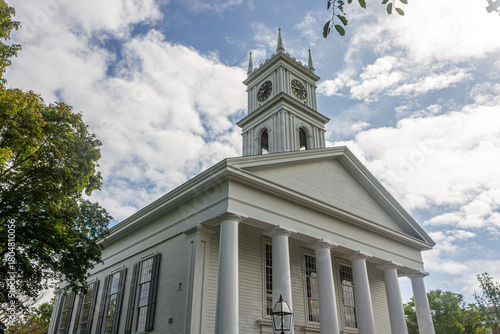 Edgartown, Massachusetts. The 1843 Old Whaling Church on Main Street, a Greek Revival building by Frederick Baylies Jr with interior work by island shipwrights