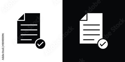 Accept document icons. Black flat icon pack isolated on white background.