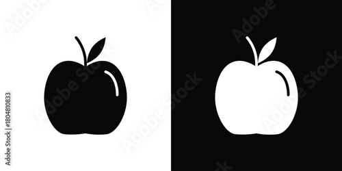 Apple icons. Black flat icon pack isolated on white background.