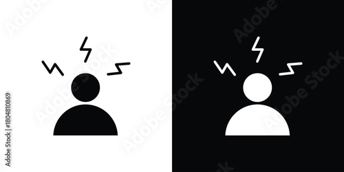 Anxiety or stress icons. Black flat icon pack isolated on white background.