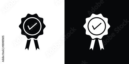 Badge icons. Black flat icon pack isolated on white background.