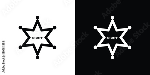 Badge Sheriff icons. Black flat icon pack isolated on white background.