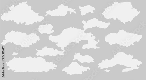 Fluffy white clouds floating in a serene sky on a transparent background