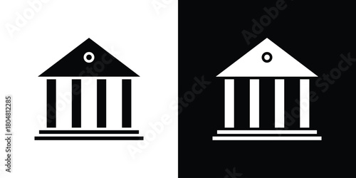 Bank icons. Black flat icon pack isolated on white background.