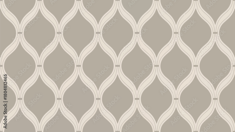 Naklejka premium Neutral trellis pattern with curved shapes isolated on