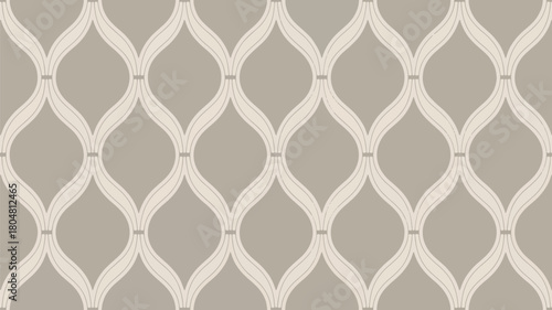 Neutral trellis pattern with curved shapes isolated on