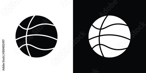 Basketball icons. Black flat icon pack isolated on white background.