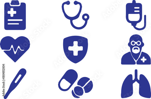 medical bule icons set vector design illustration collection stye logo art 